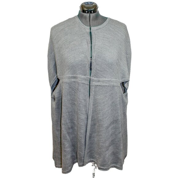 NORDSTROM Womens One Size Grey Poncho Sleeveless Cardigan Knit Wool Blend - Picture 1 of 4